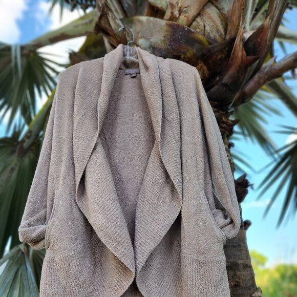 Barefoot Dreams CozyChic Lite Circle Cardigan M- DEEP TAUPE/BLUSH - Picture 3 of 7